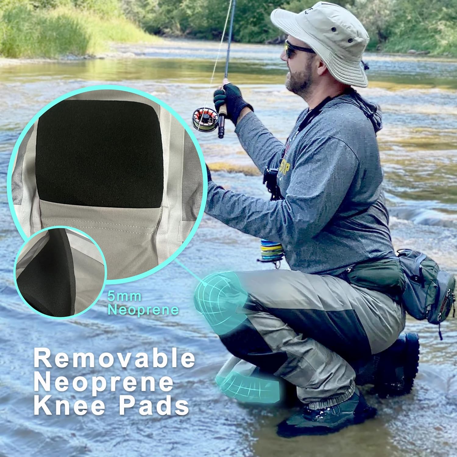 8 Fans Mens Womens Waist Waders,3-Ply Durable Breathable Waterproof Stockingfoot Insulated Wading Pants for Fishing Kayaking - Image 2