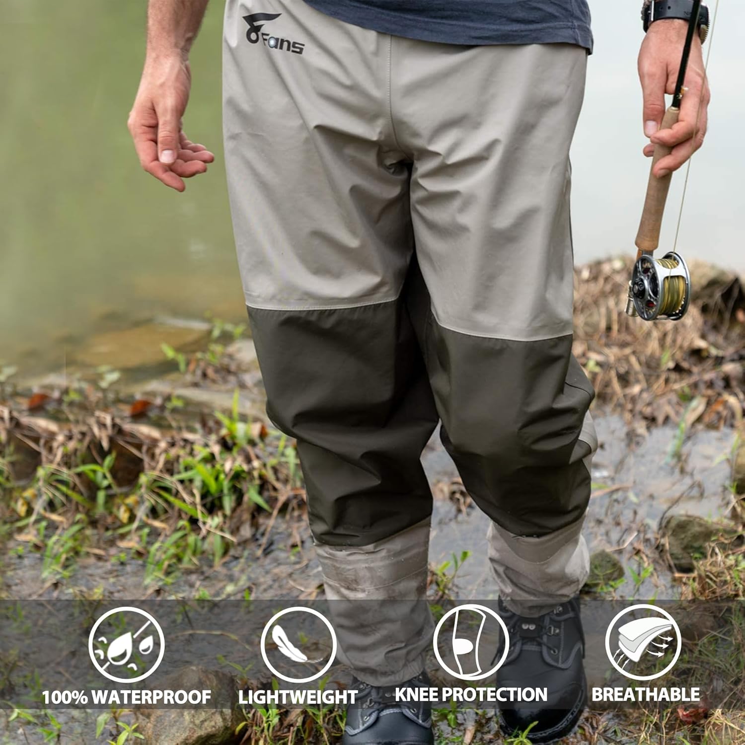 8 Fans Mens Womens Waist Waders,3-Ply Durable Breathable Waterproof Stockingfoot Insulated Wading Pants for Fishing Kayaking - Image 5