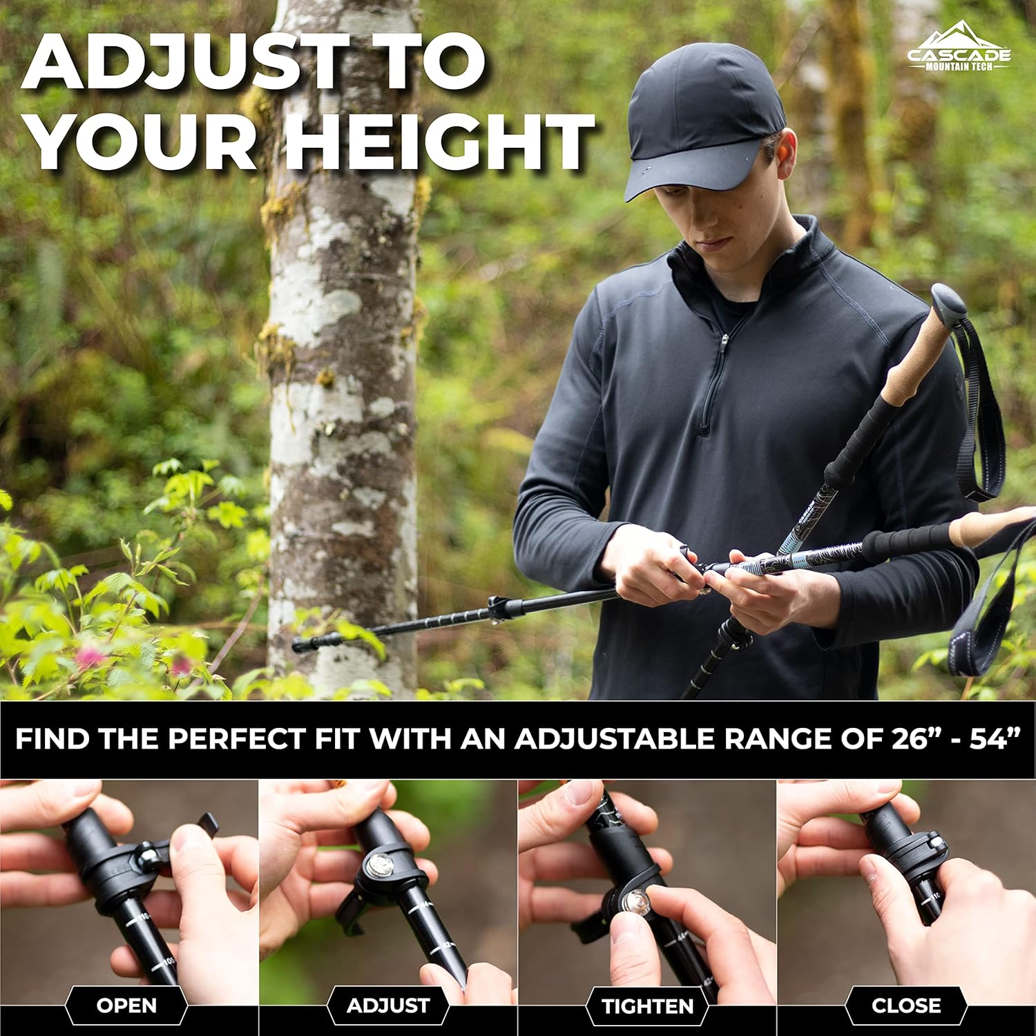 Trekking Poles - Carbon Fiber Monopod Walking or Hiking Sticks with with Accessories Mount and Adjustable Quick Locks - Image 6