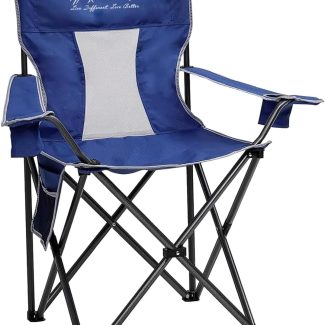 Collapsible Folding Camping Chairs Heavy Duty Lawn Foldable Chair with Cooler Bag, Storage Pocket, Waterproof Bag Outdoor Arm Sport Chair, Supports 325LBS, Blue