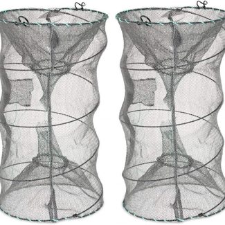 Fishing Bait Trap,2 Packs Crab Trap Minnow Trap Crawfish Trap Lobster Shrimp Collapsible Cast Net Fishing Nets Portable Folded Fishing Accessories,12.6X20.1inches