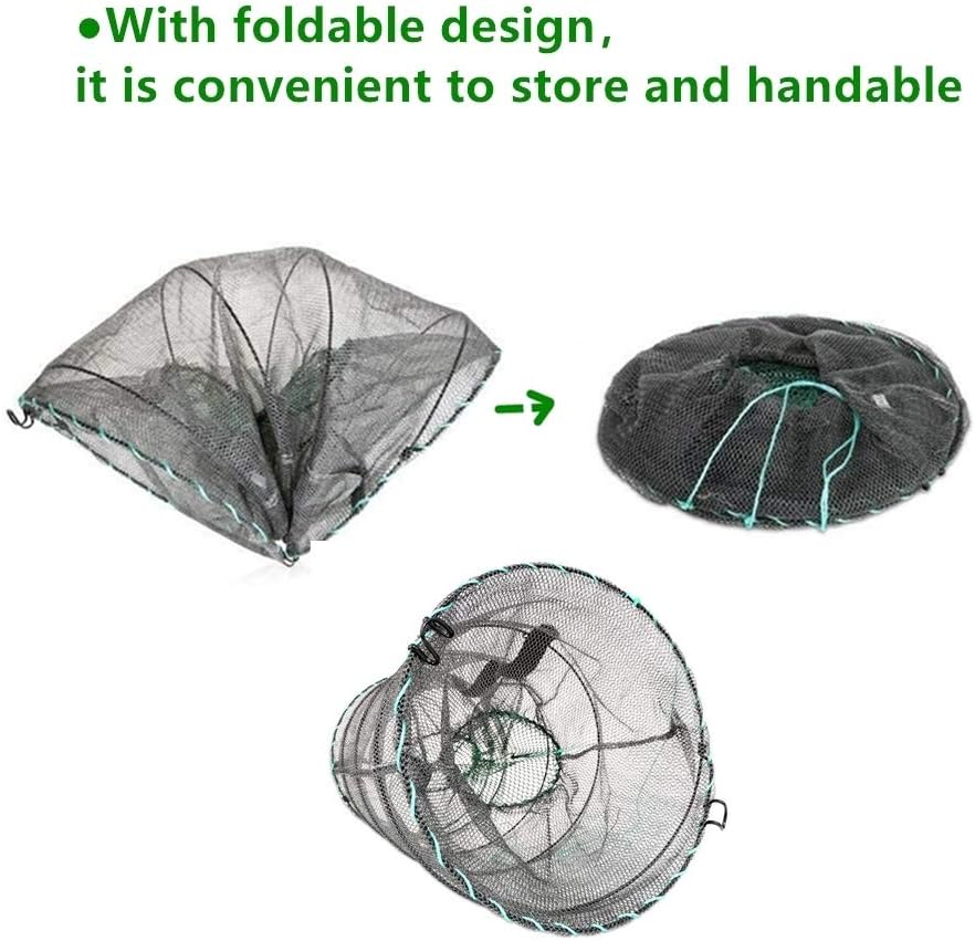 Fishing Bait Trap,2 Packs Crab Trap Minnow Trap Crawfish Trap Lobster Shrimp Collapsible Cast Net Fishing Nets Portable Folded Fishing Accessories,12.6X20.1inches - Image 5